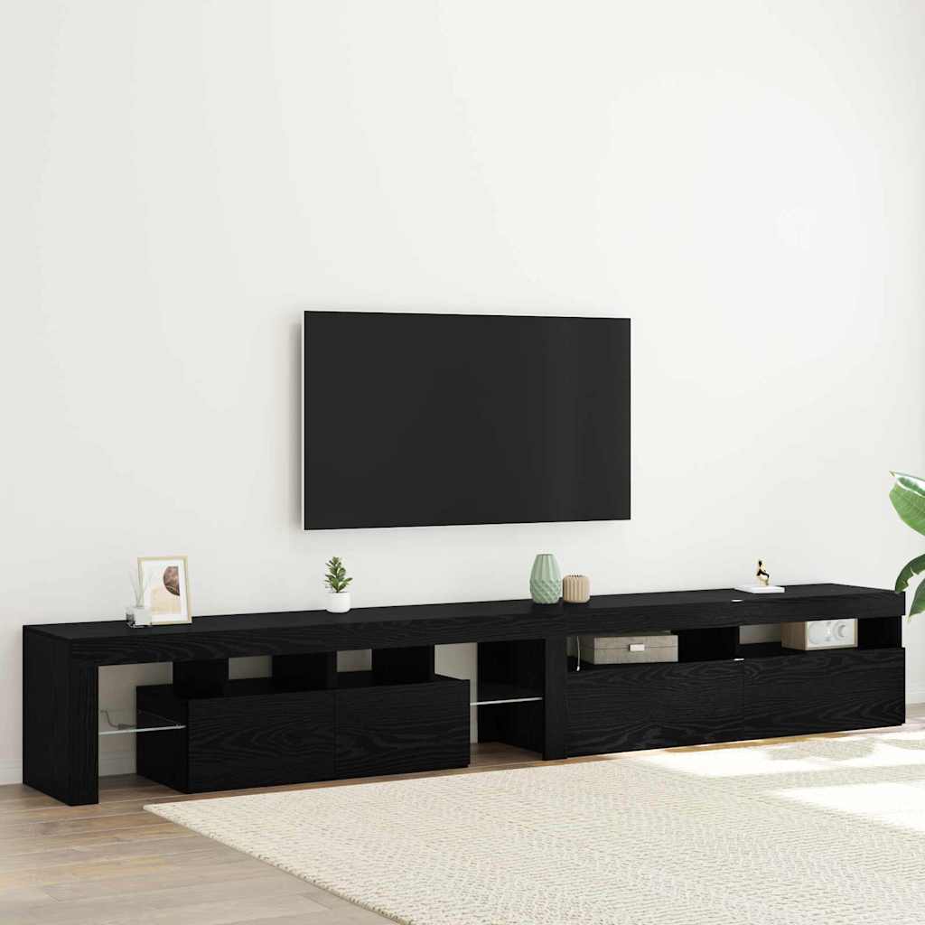 TV-skab Med LED Sort Eg Konstrueret Træ - Hovedbillede