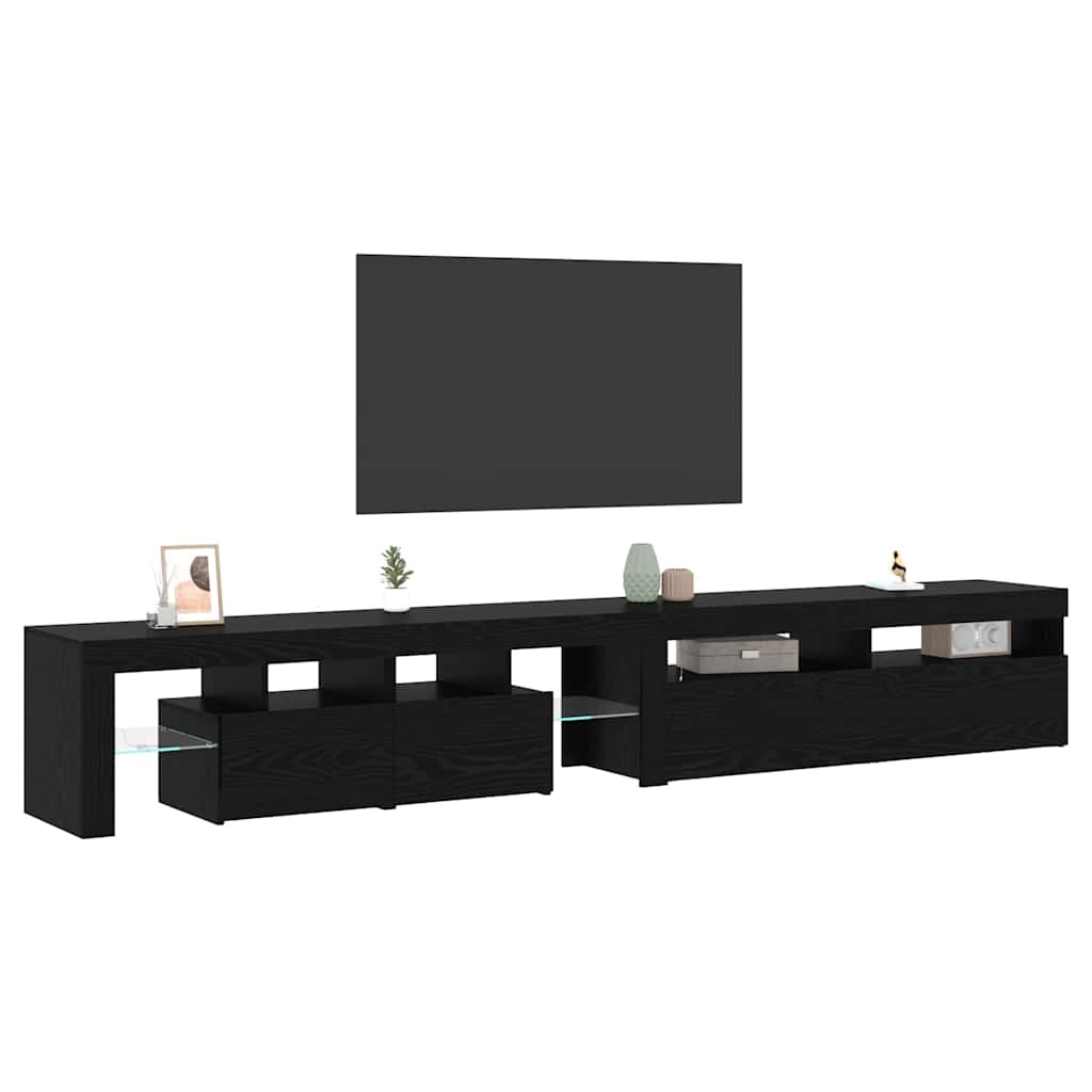 TV-skab Med LED Sort Eg Konstrueret Træ - Billede 3