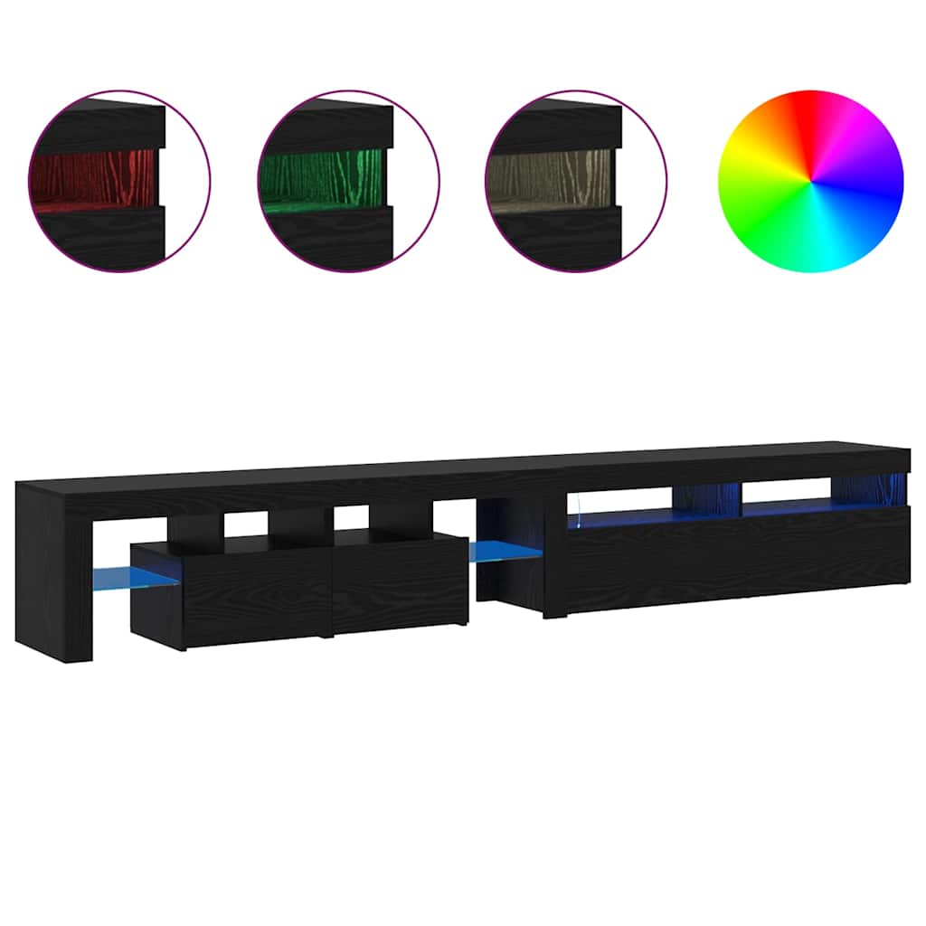 Tv-skabe 2 Pcs Sort Eg 260 X 36.5 X 40 Cm Konstrueret Træ - Billede 4