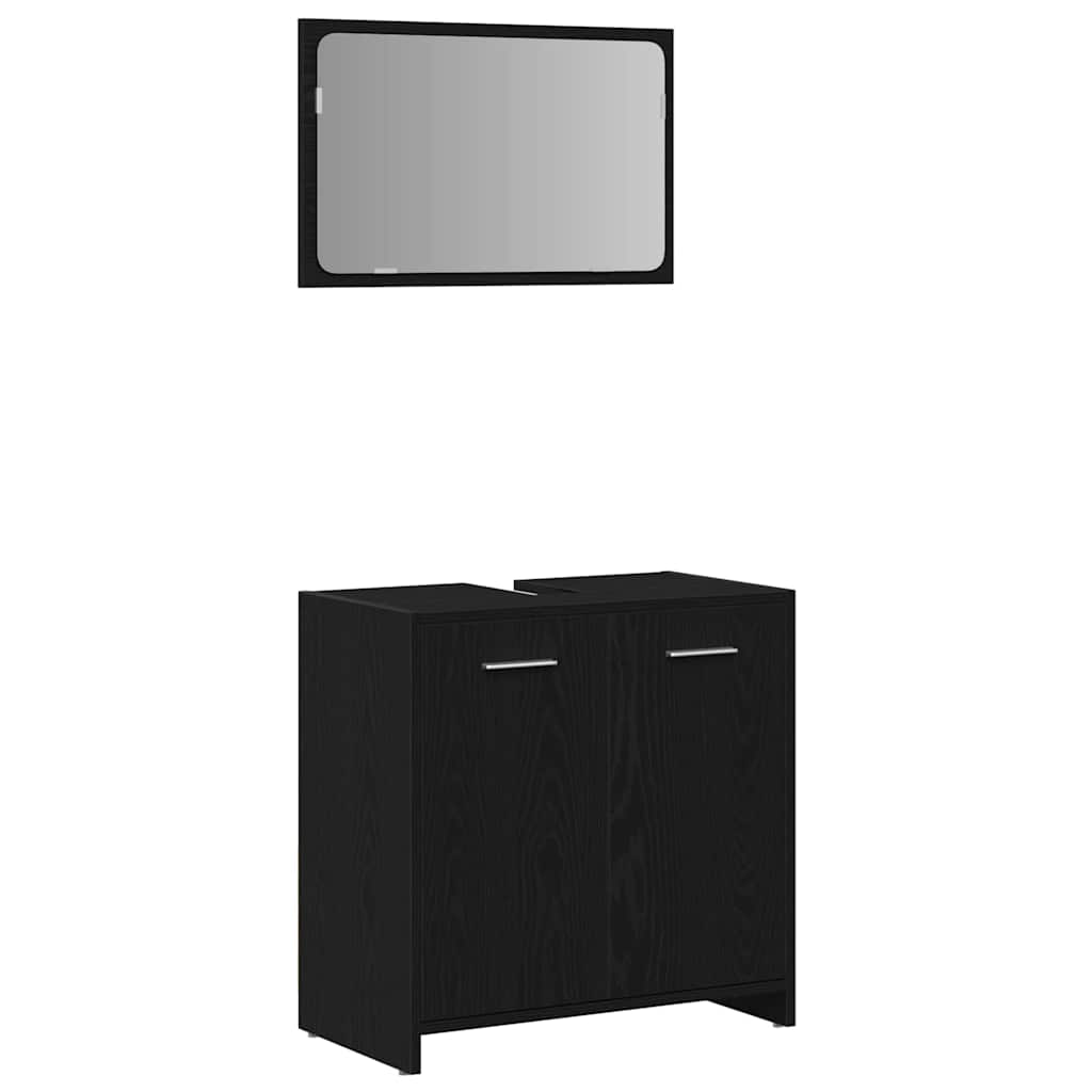 Badeværelsesmøbler Vægmonteret 3 Pcs Sort Eg 30 X 30 X 183.5 Cm - Billede 5