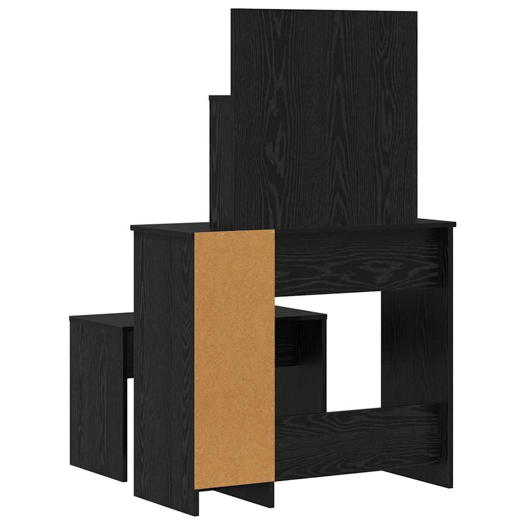 Makeupbord Sæt Sort Eg 86.5 X 35 X 136 Cm Konstrueret Træ - Billede 11