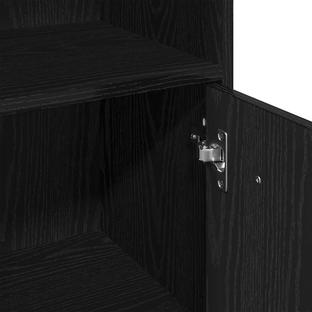 Bathroom Furniture Set Med Dør 3 Pcs Sort Eg 60 X 33 X 60 Cm - Billede 9