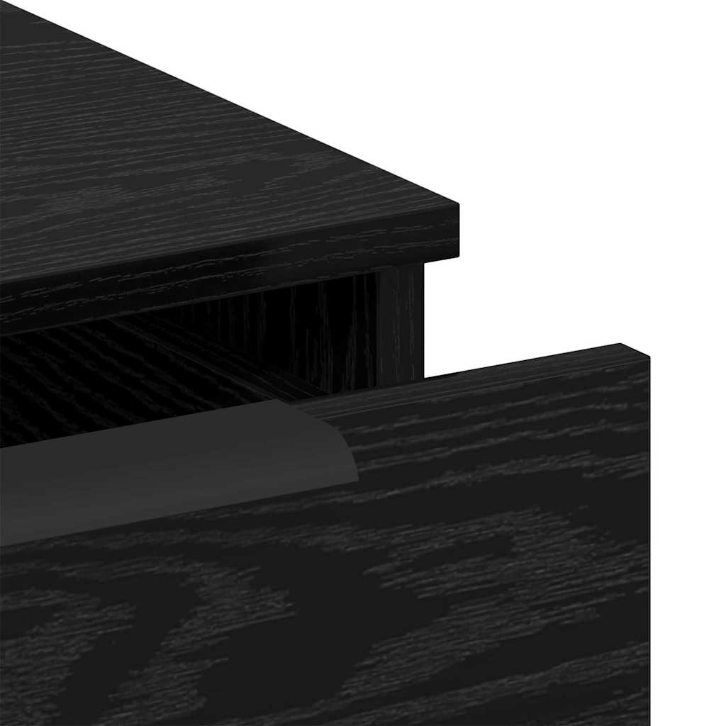 Bord Med Skuffe Sort Eg 133 X 50 X 75 Cm Konstrueret Træ - Billede 11