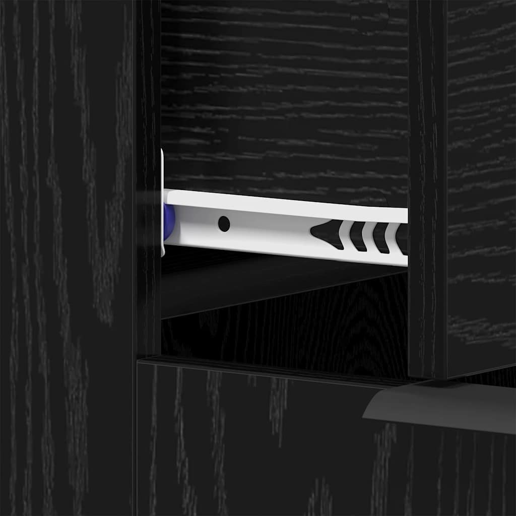 Bord Med Skuffe Sort Eg 133 X 50 X 75 Cm Konstrueret Træ - Billede 12