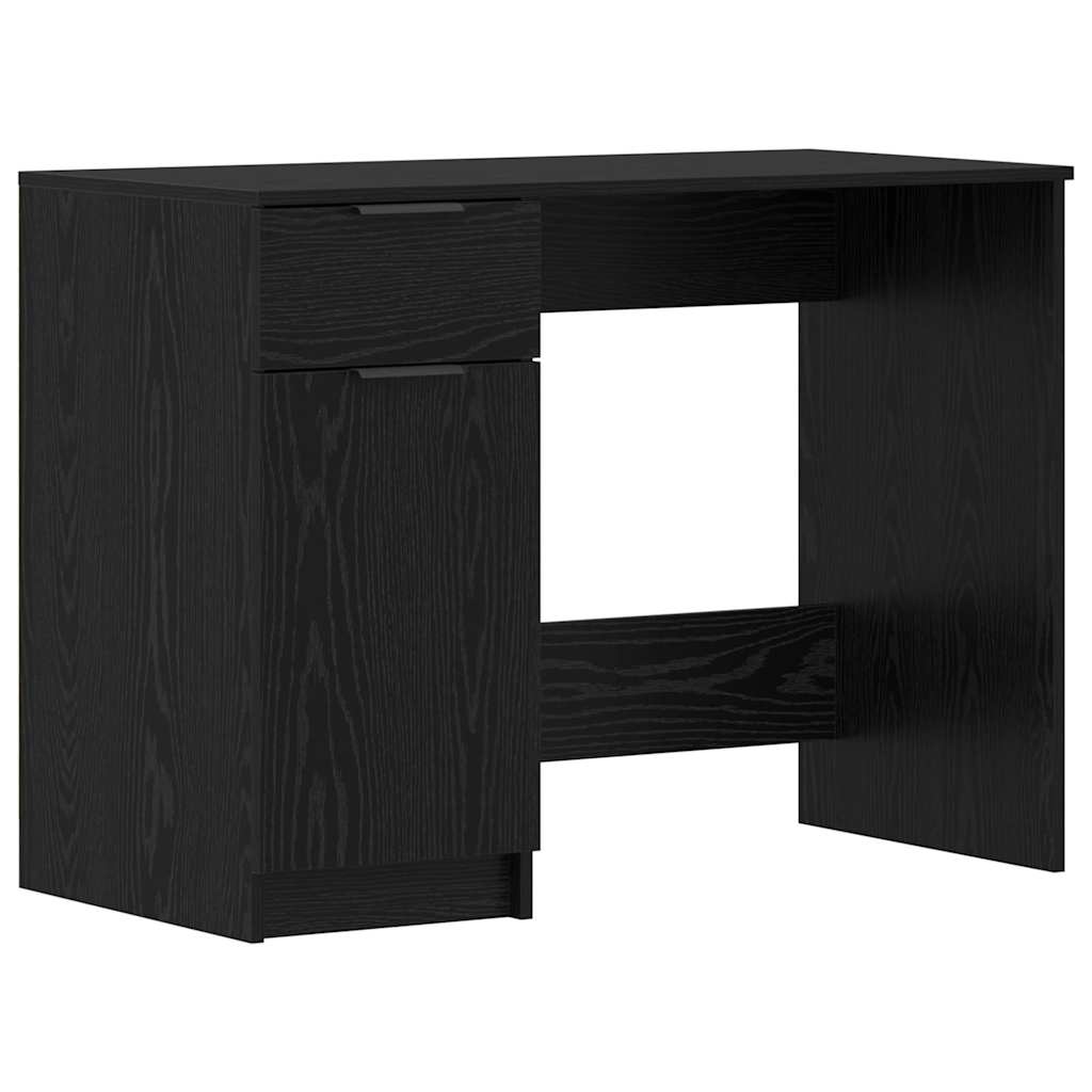 Bord Med Skuffe Sort Eg 133 X 50 X 75 Cm Konstrueret Træ - Billede 7