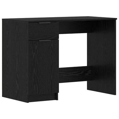 Bord Med Skuffe Sort Eg 133 X 50 X 75 Cm Konstrueret Træ - Billede 7