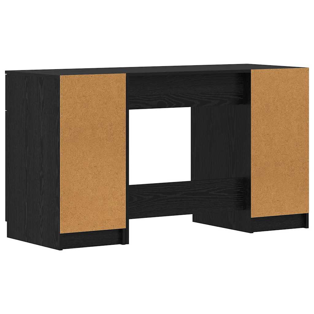 Bord Med Skuffe Sort Eg 133 X 50 X 75 Cm Konstrueret Træ - Billede 10