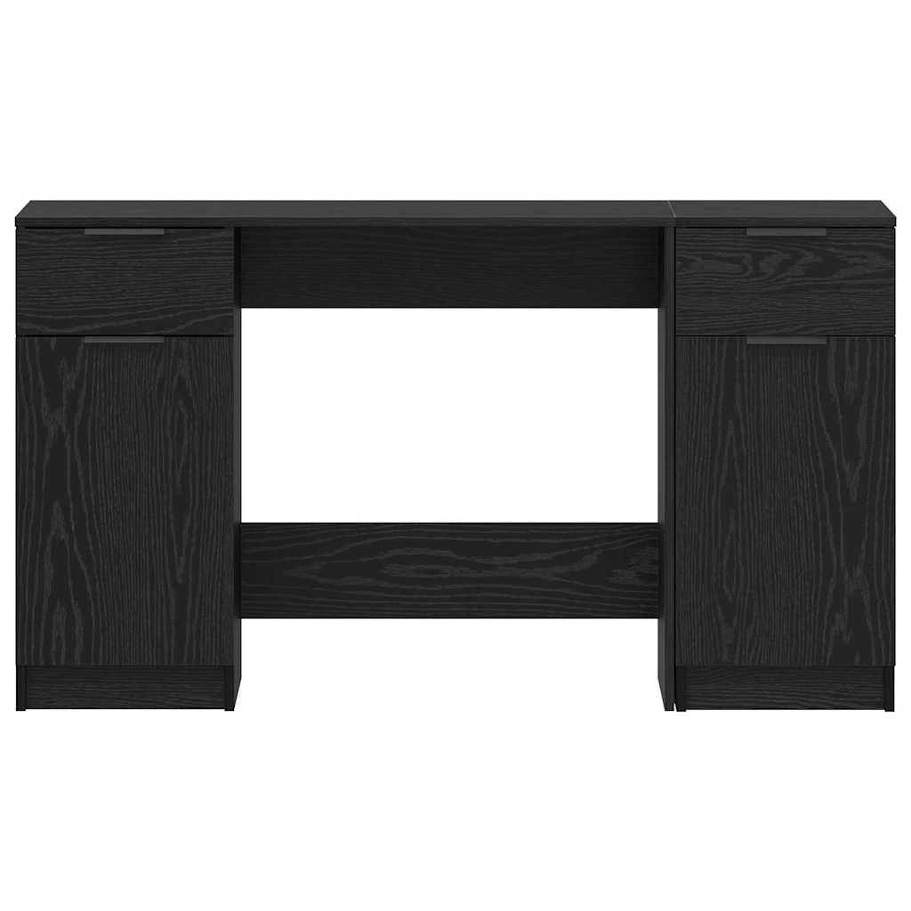 Bord Med Skuffe Sort Eg 133 X 50 X 75 Cm Konstrueret Træ - Billede 8