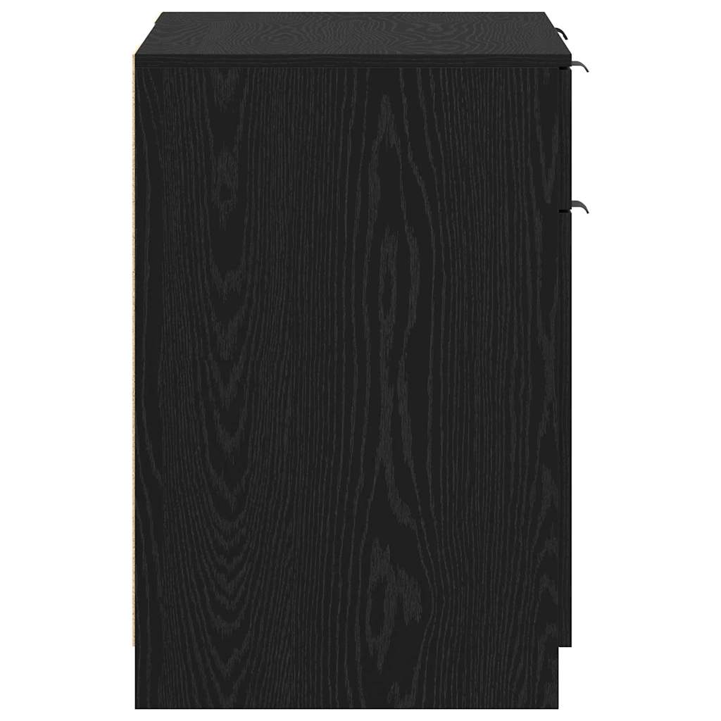 Bord Med Skuffe Sort Eg 133 X 50 X 75 Cm Konstrueret Træ - Billede 9