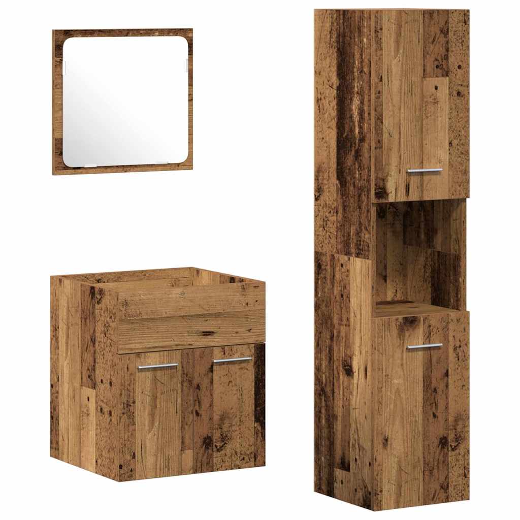 Badeværelsesmøbel Sæt 3 Pcs Gammelt Træ 41 X 38.5 X 46 Cm - Billede 2