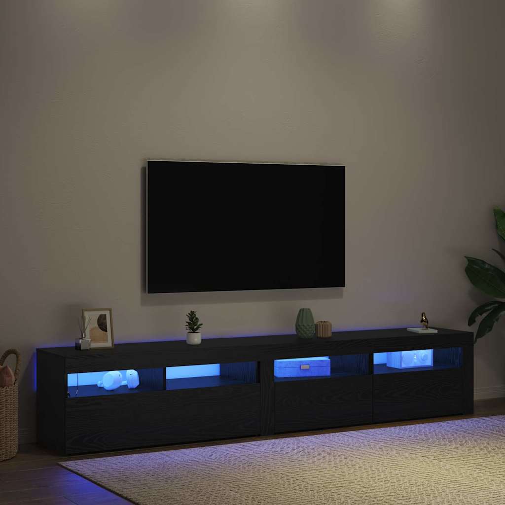 Tv-møbler 2 Pcs Sort Eg 210 X 35 X 40 Cm Konstrueret Træ - Billede 5