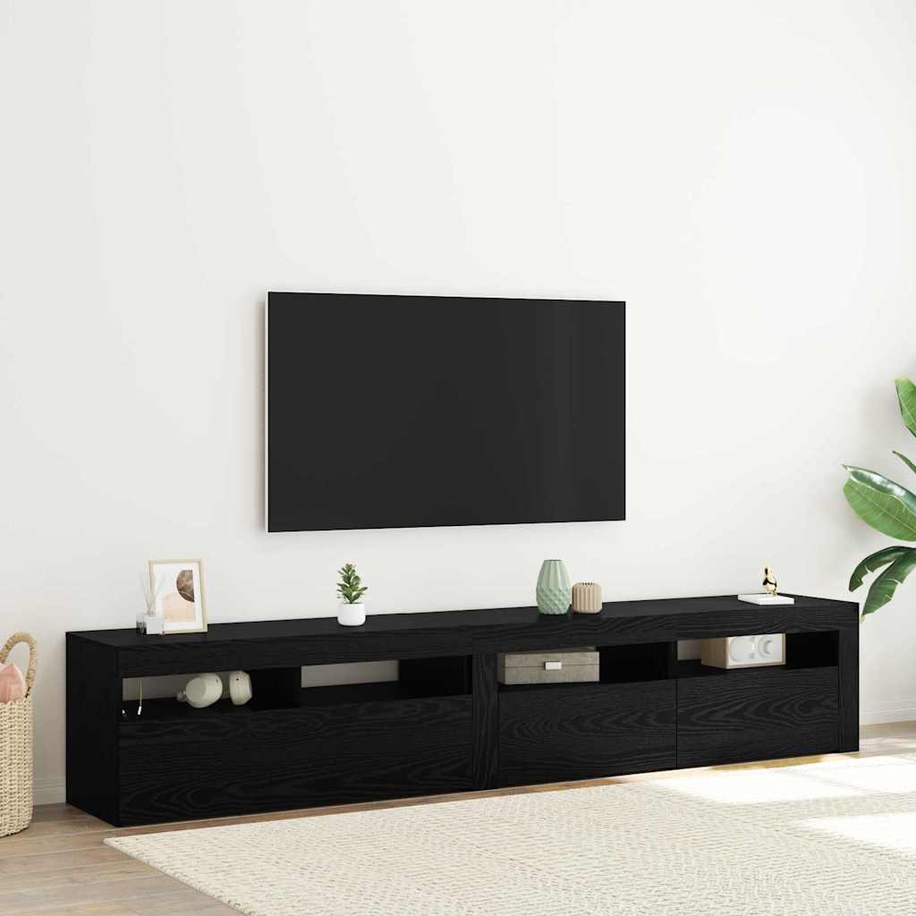 Tv-møbler 2 Pcs Sort Eg 210 X 35 X 40 Cm Konstrueret Træ - Hovedbillede