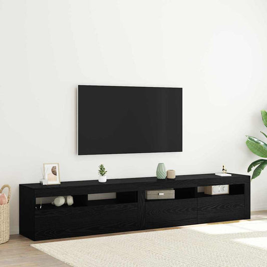 Tv-møbler 2 Pcs Sort Eg 210 X 35 X 40 Cm Konstrueret Træ - Hovedbillede
