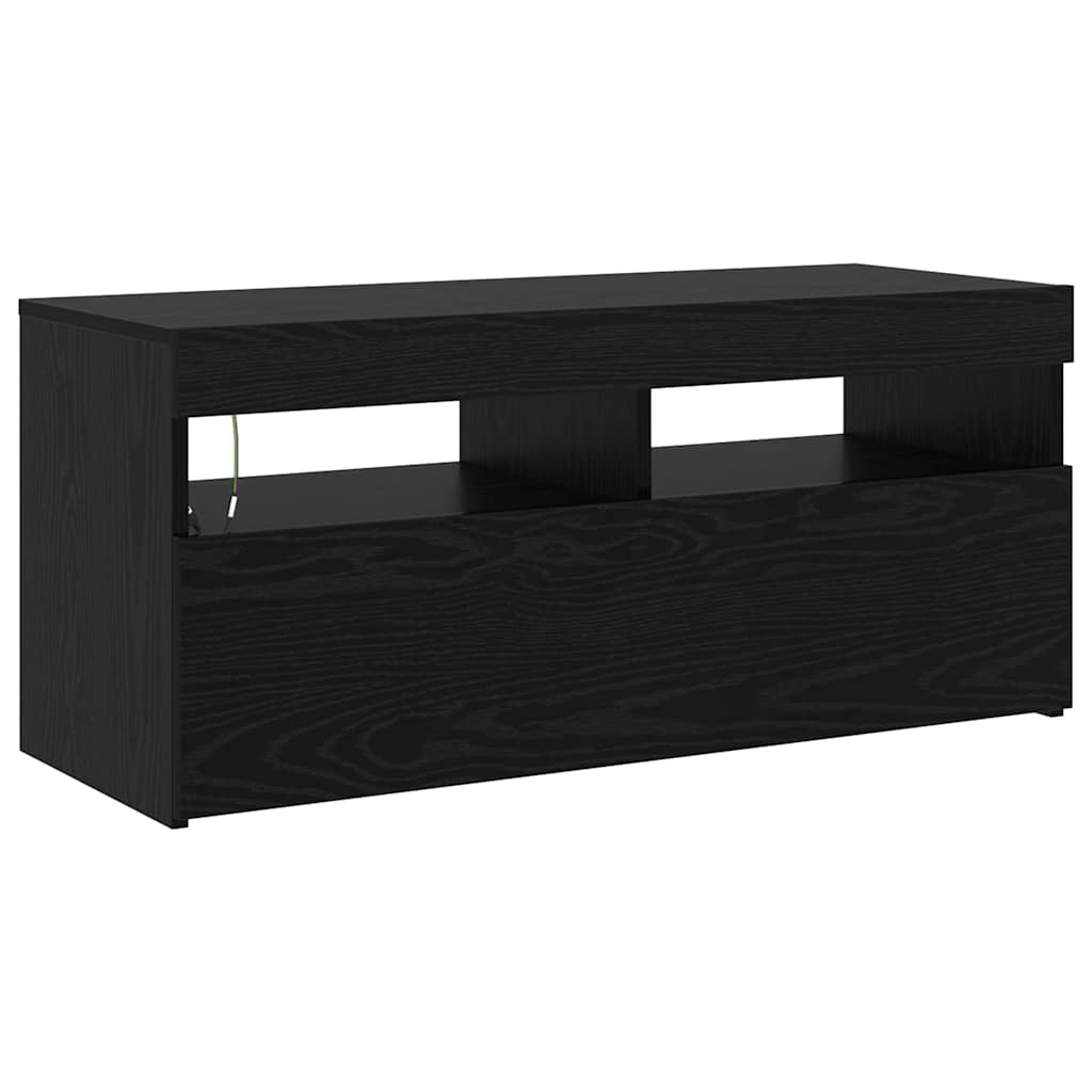 Tv-møbler 2 Pcs Sort Eg 210 X 35 X 40 Cm Konstrueret Træ - Billede 8