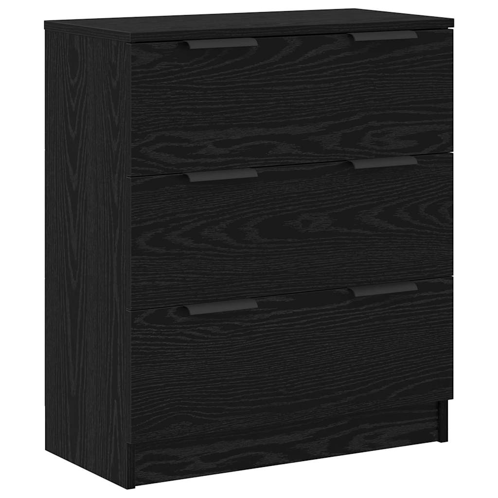 Sideboard 3 Pcs Sort Eg 60 X 30 X 70 Cm Konstrueret Træ - Billede 6