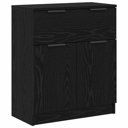 Sideboard 3 Pcs Sort Eg 60 X 30 X 70 Cm Konstrueret Træ - Billede 7