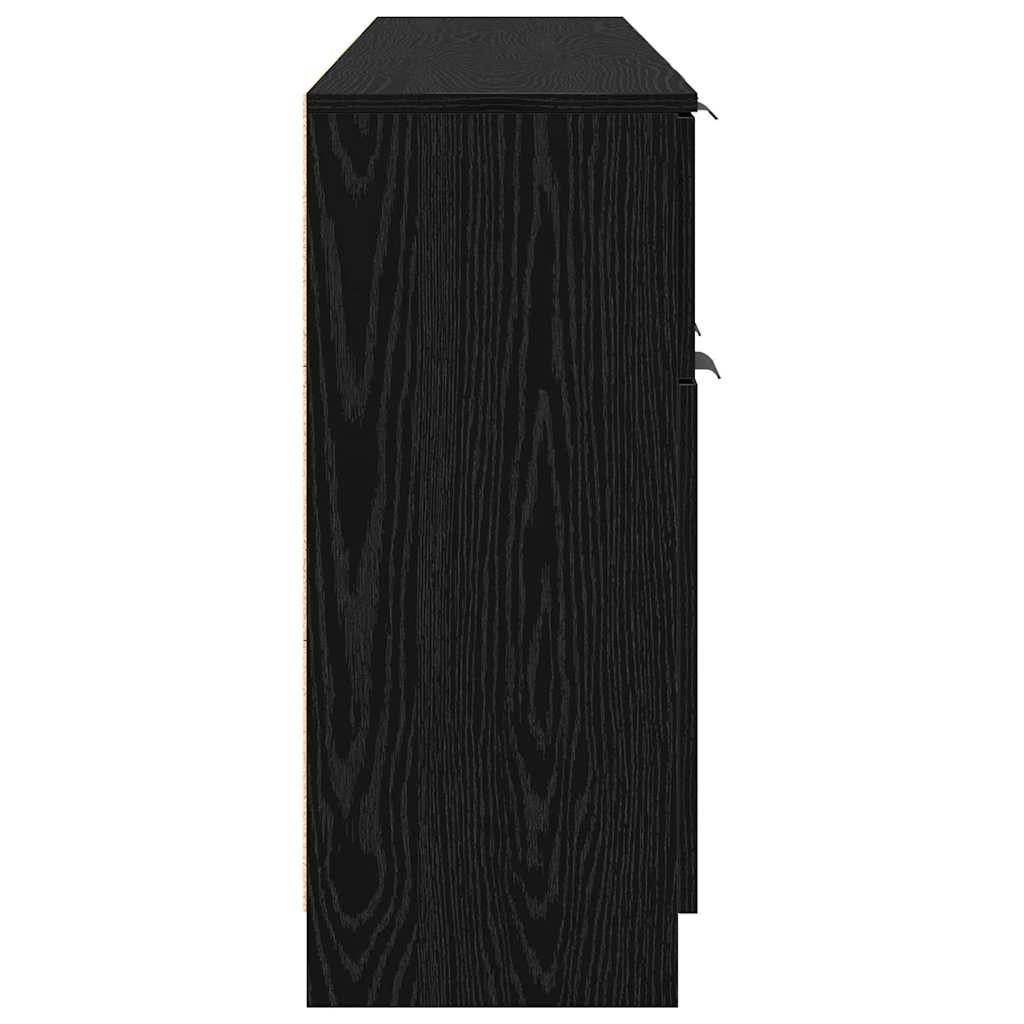 Sideboard 3 Pcs Sort Eg 60 X 30 X 70 Cm Konstrueret Træ - Billede 9