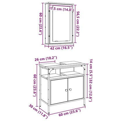 Badeværelsesmøbel Sæt Med Opbevaring 2 Pcs Brun 60 X 30 X 60 Cm - Billede 12