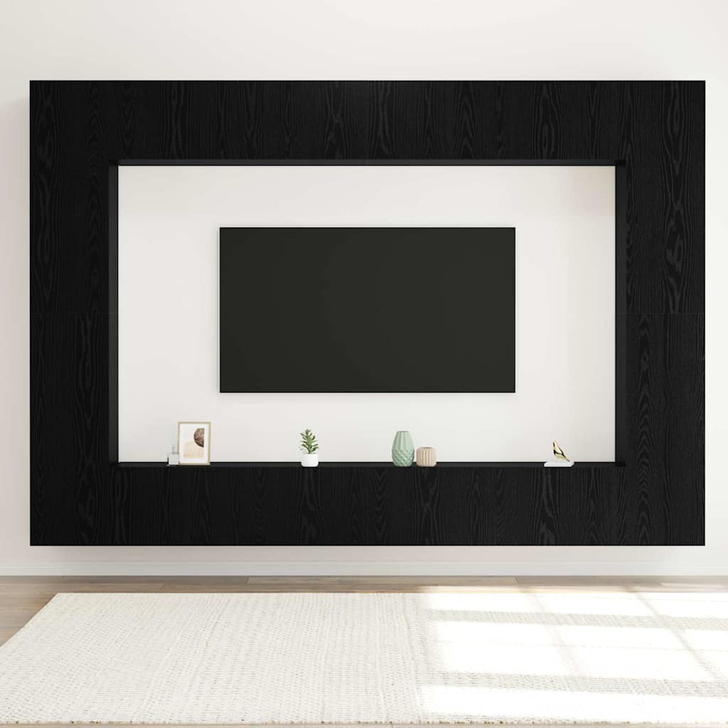 Tv-møbelsæt 8 Pcs Sort Eg 100 X 30 X 30 Cm Konstrueret Træ - Billede 4