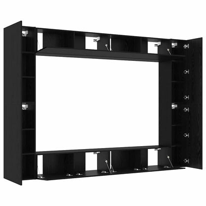 Tv-møbelsæt 8 Pcs Sort Eg 100 X 30 X 30 Cm Konstrueret Træ - Billede 5