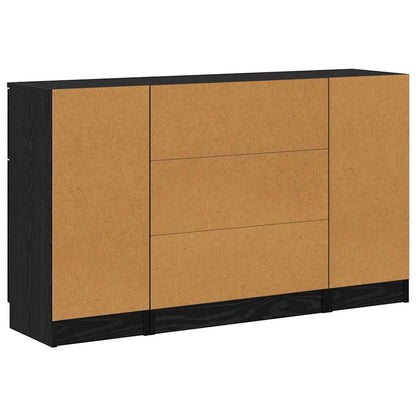 Sideboard 3 Pcs Sort Eg 121 X 30 X 70 Cm Konstrueret Træ - Billede 10