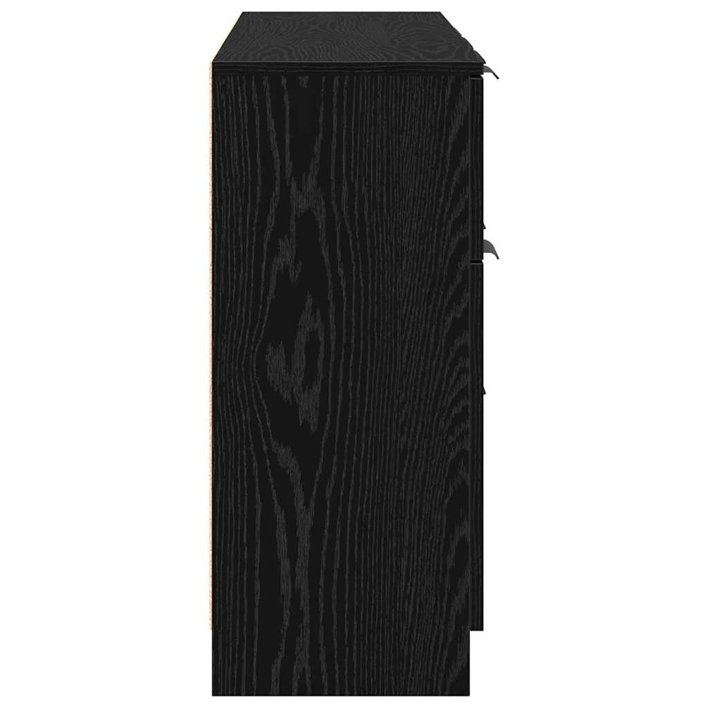 Sideboard 3 Pcs Sort Eg 121 X 30 X 70 Cm Konstrueret Træ - Billede 9