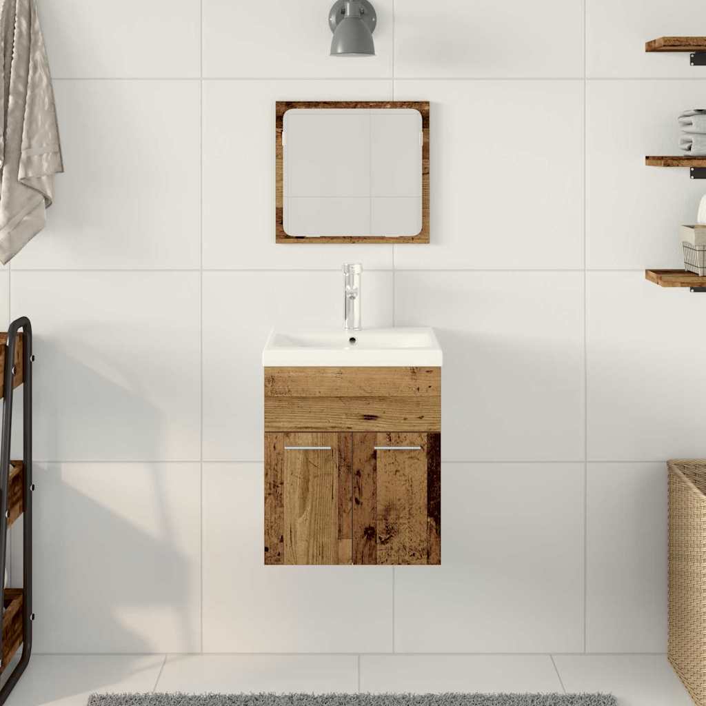 Badeværelsesmøbel Sæt 3 Pcs Gammelt Træ 41 X 38.5 X 46 Cm - Billede 4