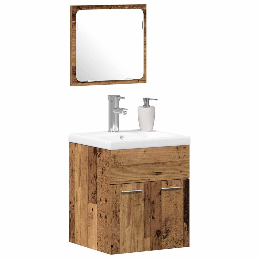 Badeværelsesmøbel Sæt 3 Pcs Gammelt Træ 41 X 38.5 X 46 Cm - Billede 3