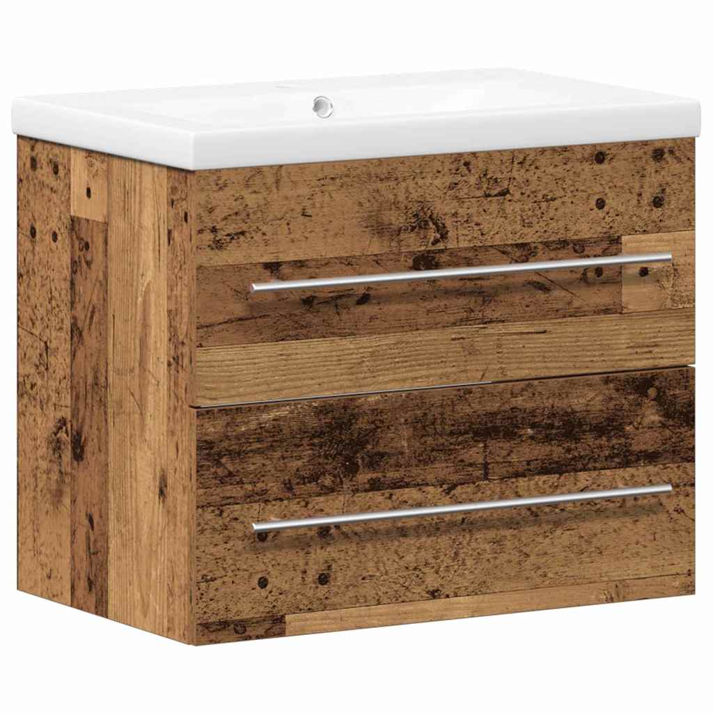 Vaskeskab Med Vask 2 Pcs Gammelt Træ 60 X 38.5 X 48 Cm - Billede 2
