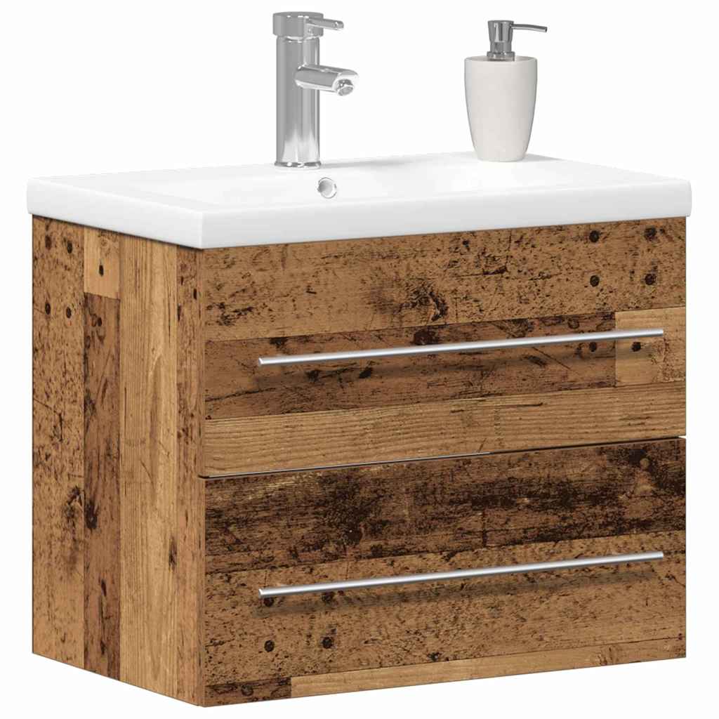 Vaskeskab Med Vask 2 Pcs Gammelt Træ 60 X 38.5 X 48 Cm - Billede 3