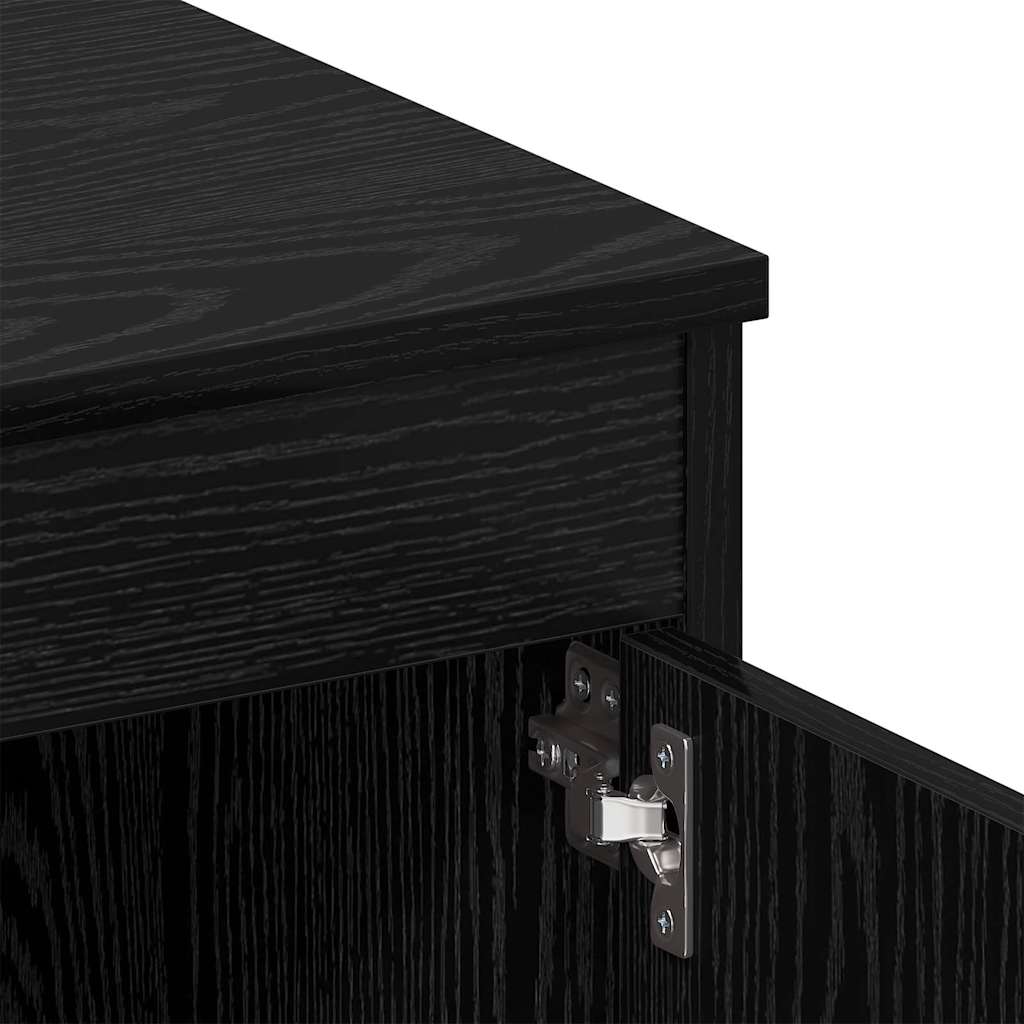 Bord Med Skuffe Sort Eg 140 X 50 X 76 Cm Konstrueret Træ - Billede 9