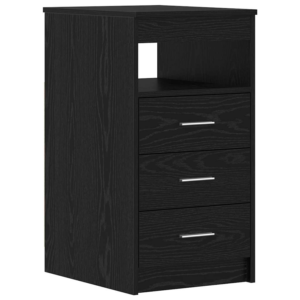 Bord Med Skuffe Sort Eg 140 X 50 X 76 Cm Konstrueret Træ - Billede 5