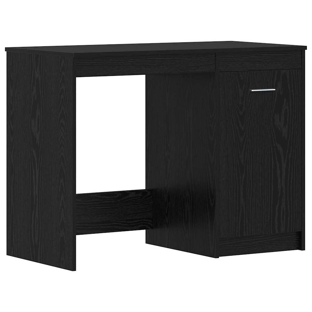 Bord Med Skuffe Sort Eg 140 X 50 X 76 Cm Konstrueret Træ - Billede 6