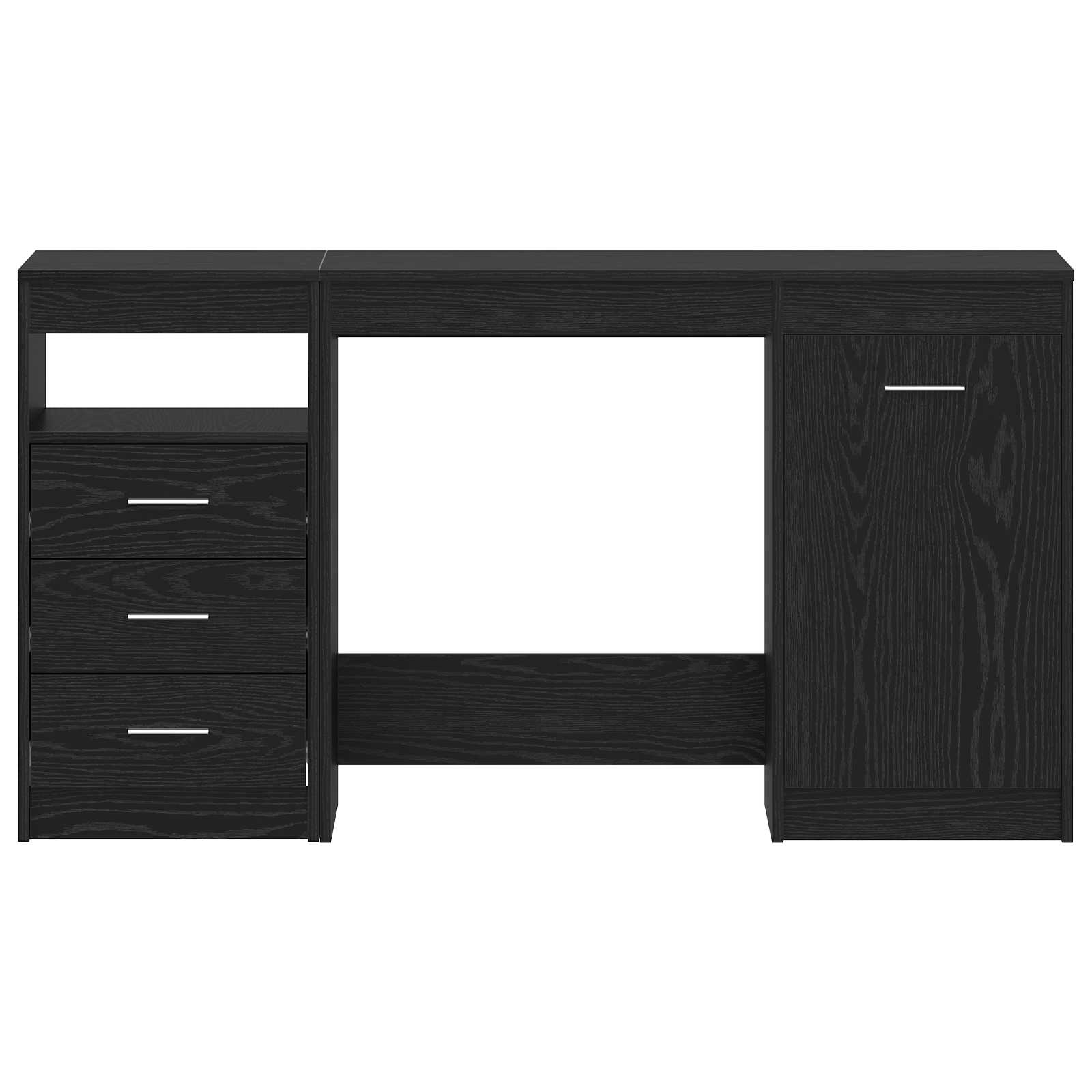 Bord Med Skuffe 2 Dele Sort Eg 140 X 50 X 76 Cm Konstrueret Træ - Billede 3