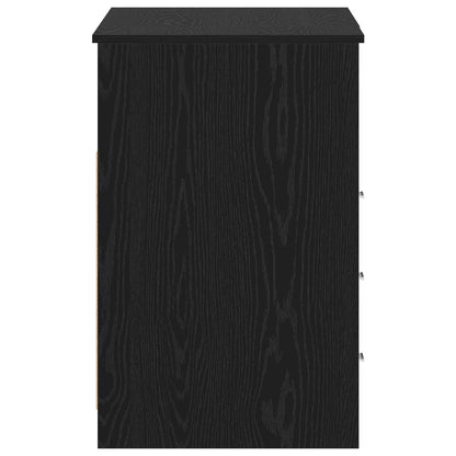 Bord Med Skuffe 2 Dele Sort Eg 140 X 50 X 76 Cm Konstrueret Træ - Billede 4