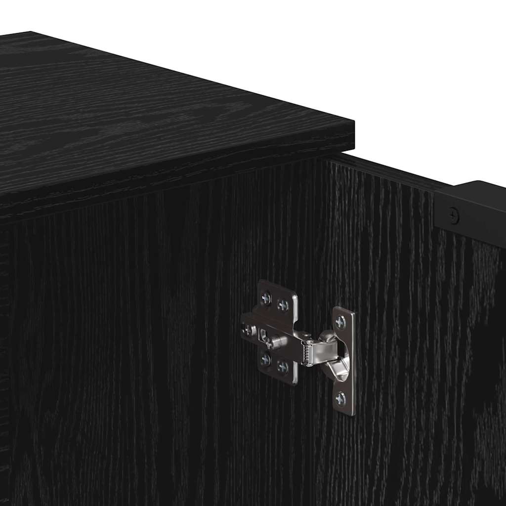 Sideboard 3 Pcs Sort Eg 121 X 30 X 70 Cm Konstrueret Træ - Billede 12