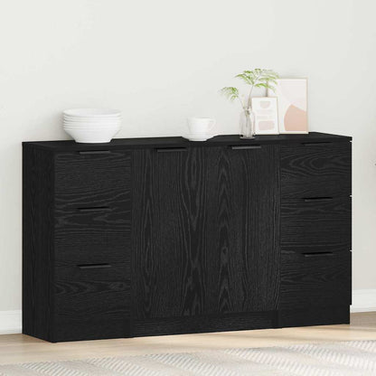 Sideboard 3 Pcs Sort Eg 121 X 30 X 70 Cm Konstrueret Træ - Billede 4
