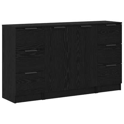 Sideboard 3 Pcs Sort Eg 121 X 30 X 70 Cm Konstrueret Træ - Billede 2