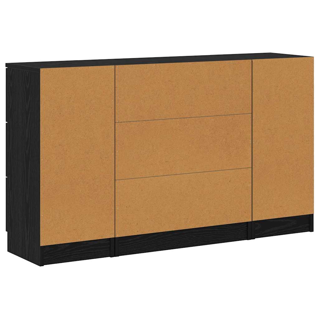 Sideboard 3 Pcs Sort Eg 121 X 30 X 70 Cm Konstrueret Træ - Billede 10