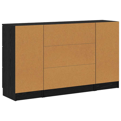 Sideboard 3 Pcs Sort Eg 121 X 30 X 70 Cm Konstrueret Træ - Billede 10