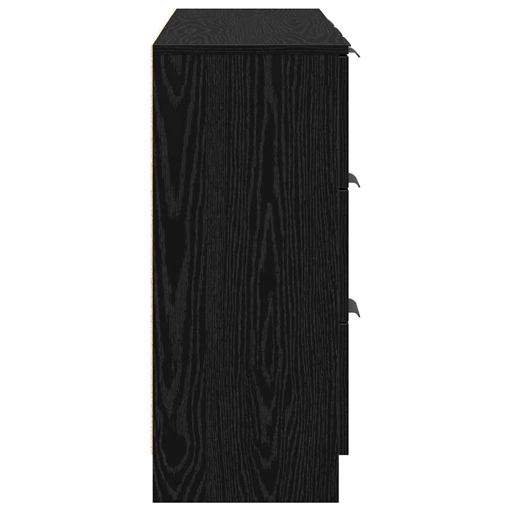 Sideboard 3 Pcs Sort Eg 121 X 30 X 70 Cm Konstrueret Træ - Billede 9