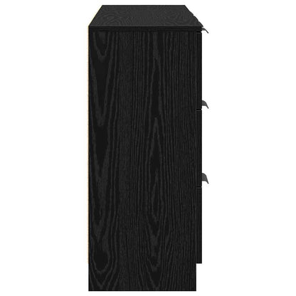 Sideboard 3 Pcs Sort Eg 121 X 30 X 70 Cm Konstrueret Træ - Billede 9
