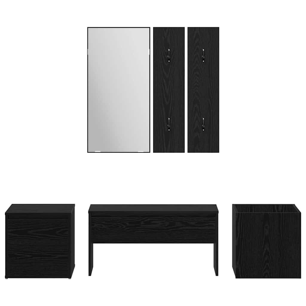 Entremøbelsæt 4 Pcs Sort Eg 80 X 31 X 40 Cm Konstrueret Træ - Billede 9