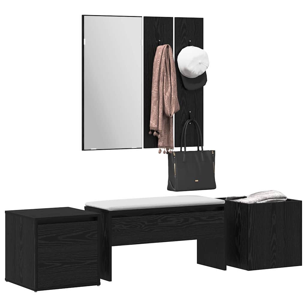 Entremøbelsæt 4 Pcs Sort Eg 80 X 31 X 40 Cm Konstrueret Træ - Billede 3