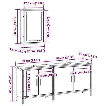 Badeværelsesmøbel Sæt Med Opbevaring 3 Pcs Brun 80 X 30 X 60 Cm - Billede 13