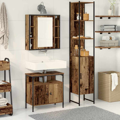 Badeværelsesskabsæt 3 Pcs Gammelt Træ 33 X 33 X 185.5 Cm - Hovedbillede