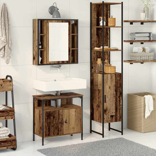 Badeværelsesskabsæt 3 Pcs Gammelt Træ 33 X 33 X 185.5 Cm - Hovedbillede