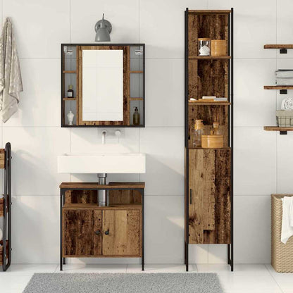 Badeværelsesskabsæt 3 Pcs Gammelt Træ 33 X 33 X 185.5 Cm - Billede 4