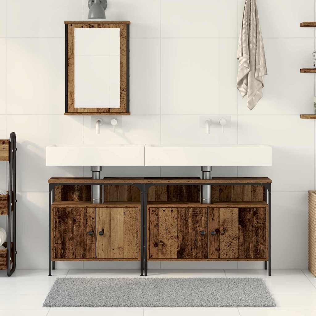 Badeværelsesvaske Med Dør Brun 80 X 30 X 60 Cm Konstrueret Træ - Billede 4