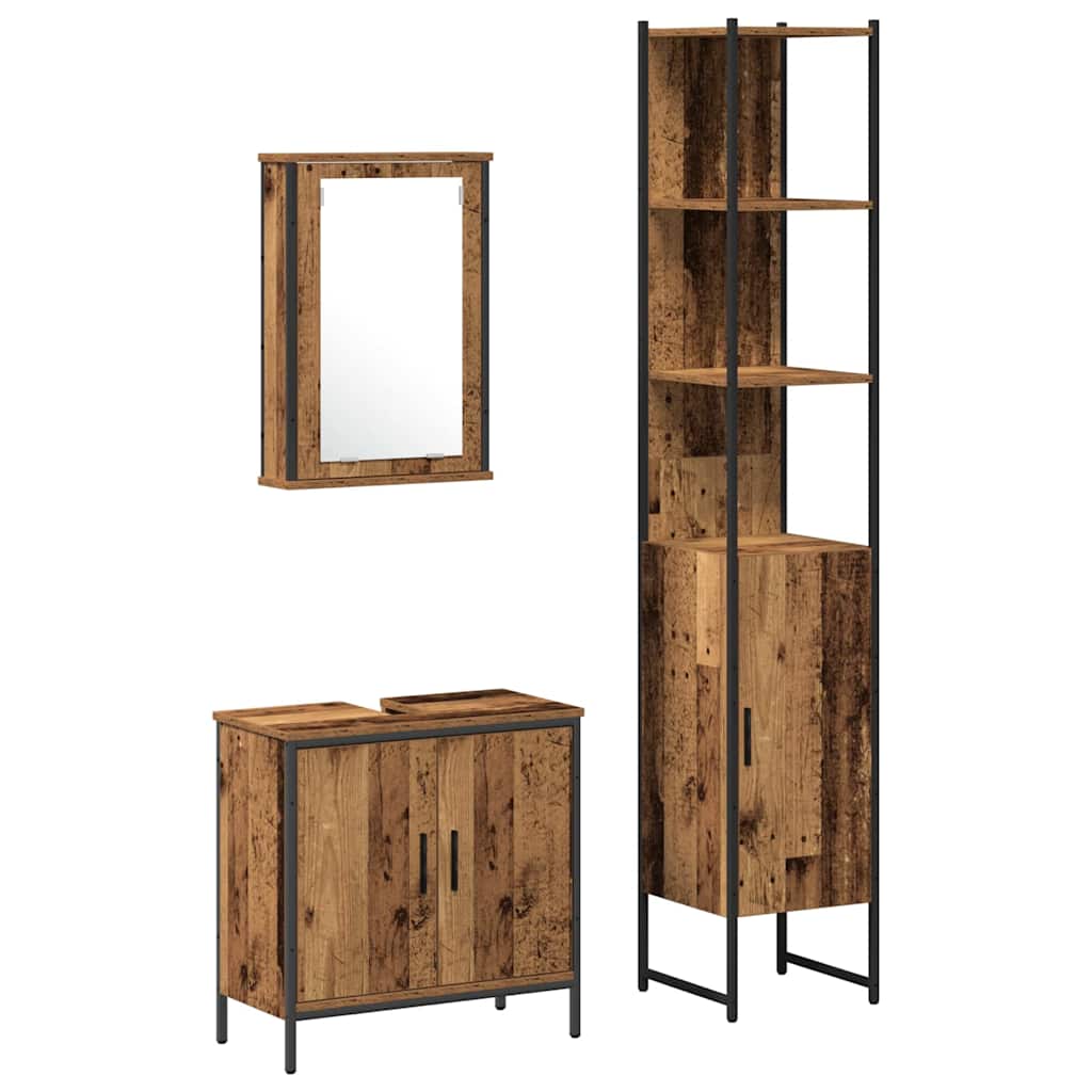 Badeværelsesmøbel Sæt Med Hylde 3 Pcs Brun 33 X 33 X 185.5 Cm - Billede 2